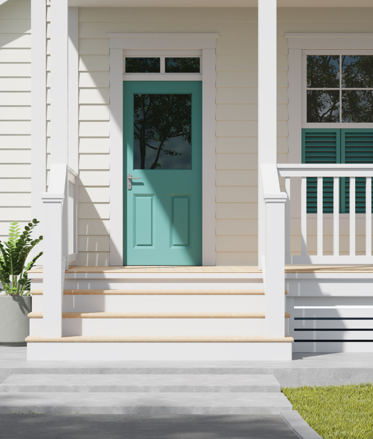 Modern suburban house with front porch